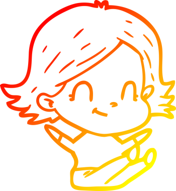 Bir insan tarafından çizilmiş, karikatür dostu bir kız çizimi.