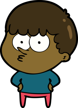 Bir insan tarafından çizilmiş meraklı bir çocuk.