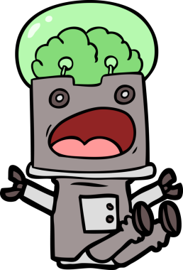 Bir insan tarafından çizilmiş çizgi film robotu