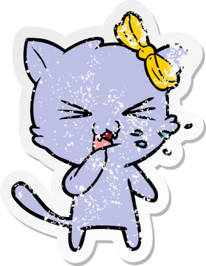 Bir insan tarafından çizilmiş karikatür bir kedinin sıkıntılı çıkartması.