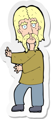 Bir insan tarafından çizilmiş bir bıyıklı adamın çıkartması.