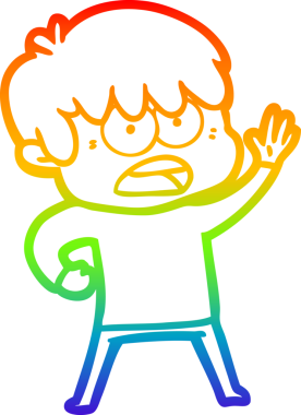 Bir insan tarafından çizilmiş endişeli bir çizgi film çocuğunun çizimi.