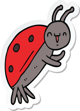 Bir insan tarafından çizilmiş şirin bir uğur böceğinin çıkartması.