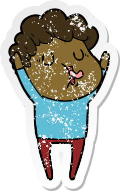 Bir insan tarafından çizilmiş bir çizgi film karakterinin sıkıntılı çıkartması.