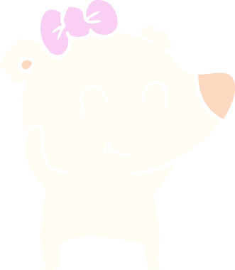 Bir insan tarafından çizilmiş dişi kutup ayısı düz renkli çizgi film.