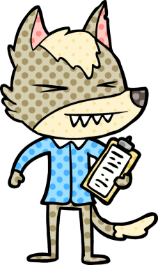 Bir insan tarafından çizilmiş kızgın kurt çizgi filmi.