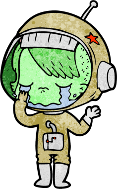 Bir insan tarafından çizilmiş ağlayan astronot kız.