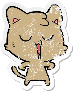 Bir insan tarafından çizilmiş çizgi film kedisinin sıkıntılı çıkartması.