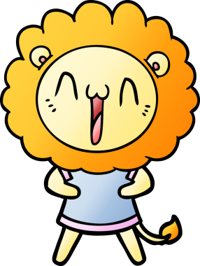 Bir insan tarafından çizilmiş mutlu çizgi film aslanı.