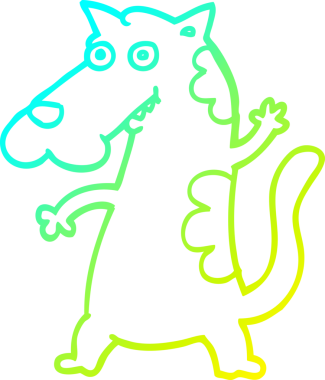 Bir insan tarafından çizilen çizgi film köpeğinin soğuk gradyan çizgisi.