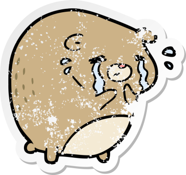 Bir insan tarafından çizilmiş ağlayan bir ayının sıkıntılı çıkartması.