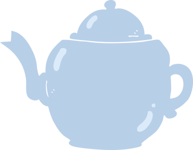 Bir insan tarafından çizilen çaydanlığın düz renk çizimi