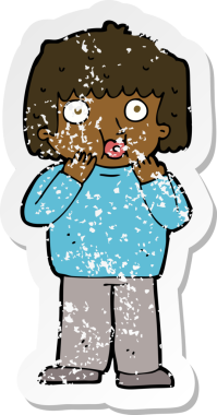 Bir insan tarafından çizilmiş endişeli bir çizgi filmin gerilimli çıkartması.