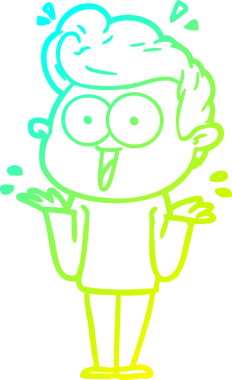 Bir insanın omuz silkerken çizdiği karikatür çizimi.