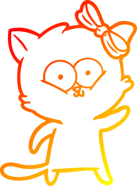 Bir insan tarafından çizilmiş çizgi film kedisinin sıcak çizgi çizimi