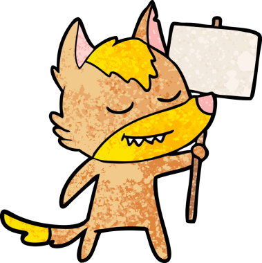 Bir insan tarafından çizilmiş protestolu çizgi film karakteri.