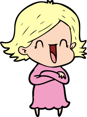 Bir insan tarafından çizilmiş mutlu bir kadın.