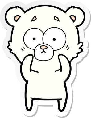 Bir insan tarafından çizilmiş şaşırmış bir kutup ayısının çıkartması.