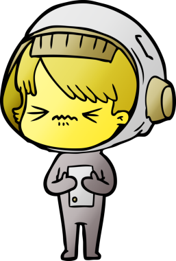 Bir insan tarafından çizilmiş kızgın uzay kızı.