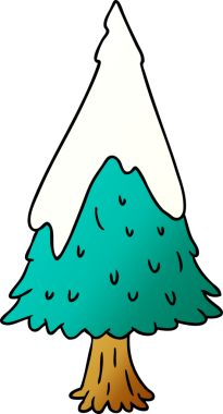 El çizimi çizgi film karalaması. Bir insan tarafından çizilmiş tek bir kar ağacı.