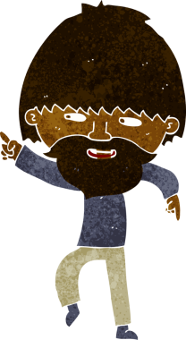 Çizgi film sakallı adam bir insan tarafından çizilmiş.