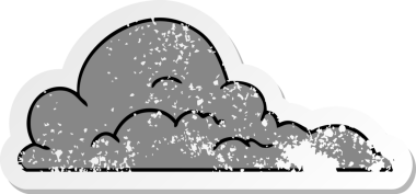 Bir insan tarafından çizilmiş büyük beyaz bulutların çizilmiş karikatür çıkartması.