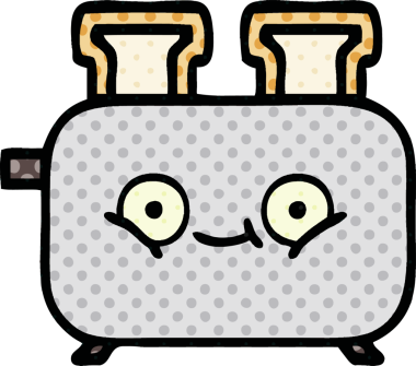 Bir insan tarafından çizilmiş bir ekmek kızartma makinesinin çizgi filmi.