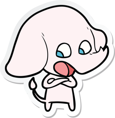 Bir insan tarafından çizilmiş şirin bir fil çıkartması.