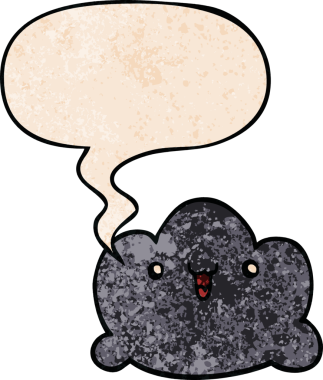 Konuşma baloncuğu olan karikatür bulutu insan tarafından çizilmiş retro doku.