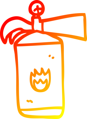 Bir insan tarafından çizilmiş çizgi film yangın söndürücünün sıcak eğimli çizgisi.