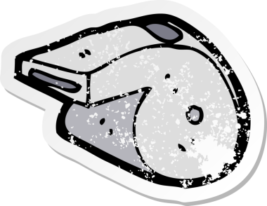 Bir insan tarafından çizilmiş karikatür düdüğünün gerilimli çıkartması.