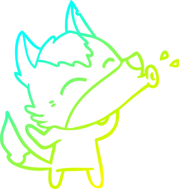 Bir insan tarafından çizilen uluyan kurt çizgi filminin soğuk gradyan çizimi