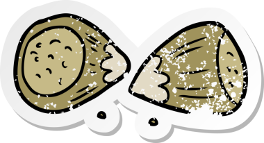 Bir insan tarafından çizilmiş fındıklı karikatür çıkartması.