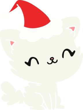 Bir insan tarafından çizilmiş kawaii kedisinin el çizimi karikatürü.