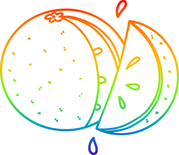 gökkuşağı gradyan çizgi çizimi bir insan tarafından çizilmiş portakal dilimi