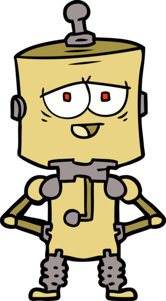 Bir insan tarafından çizilmiş çizgi film robotu