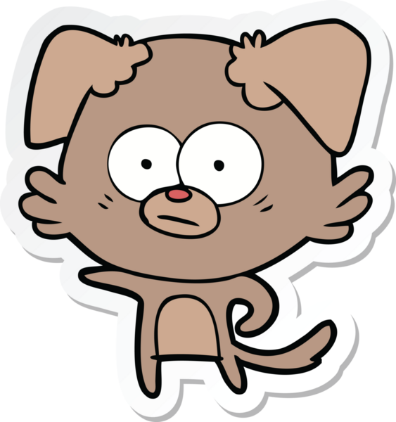 Bir insan tarafından çizilmiş sinirli bir köpek çizgi filminin çıkartması.