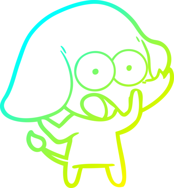 Bir insan tarafından çizilmiş şirin bir filin soğuk gradyan çizgisi