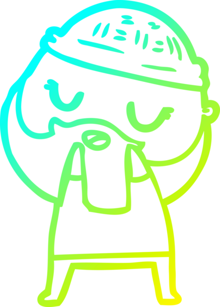 Bir insan tarafından çizilmiş sakallı sevimli bir çizgi film karakteri çizimi.