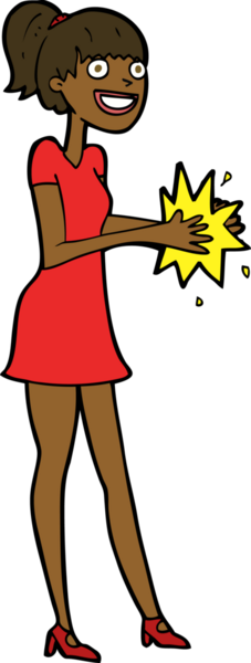 Çizgi filmdeki kadın bir insan tarafından çizilmiş el çırpıyor