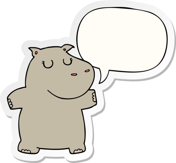 Bir insan tarafından çizilmiş konuşma balonu çıkartmalı çizgi film hipopotamları