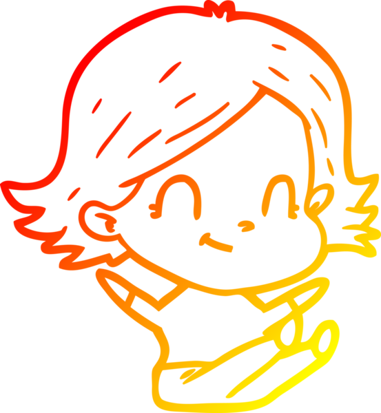 Bir insan tarafından çizilmiş, karikatür dostu bir kız çizimi.