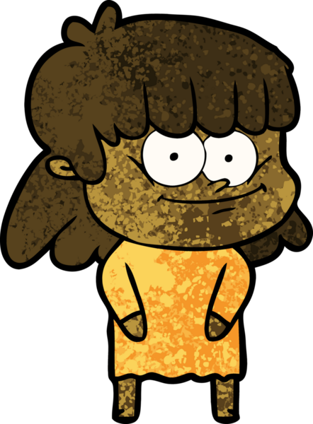 Bir insan tarafından çizilmiş gülümseyen bir kadın.