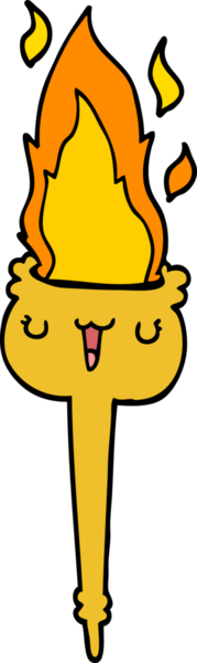 Bir insan tarafından çizilmiş yanan bir meşale.