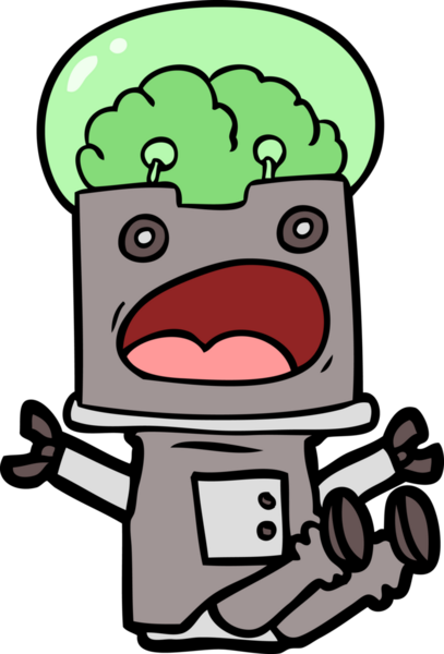 Bir insan tarafından çizilmiş çizgi film robotu