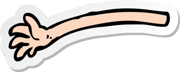 Bir insan tarafından çizilmiş bir karikatür kolunun çıkartması.