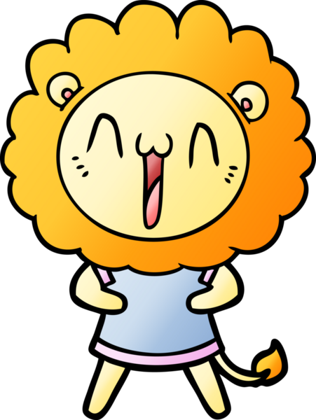 Bir insan tarafından çizilmiş mutlu çizgi film aslanı.