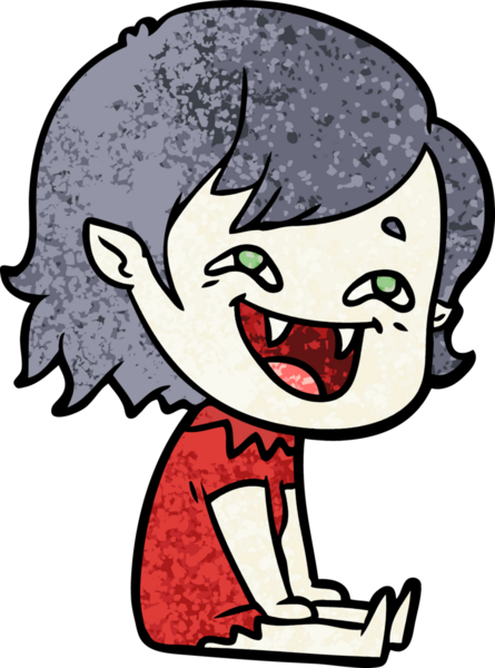 Bir insan tarafından çizilmiş gülen vampir kız çizgi filmi.