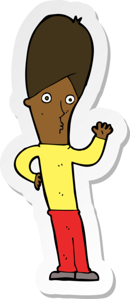 Bir insan tarafından çizilmiş bir karikatür adamın çıkartması.