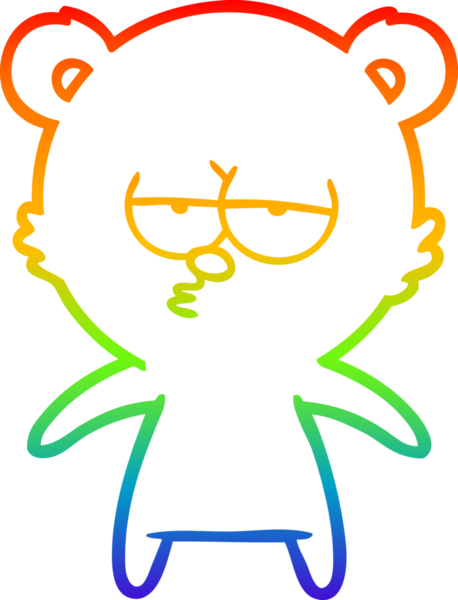 Bir insan tarafından çizilmiş sıkılmış bir ayı çizgi filminin çizimi.